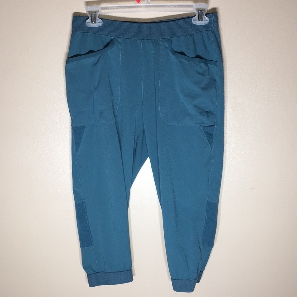 Under Armour loose cropped Capri pants size small hiking exploring blue … - Picture 2 of 8